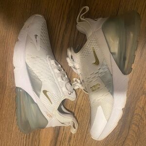 Nike Women's Air Max 270 White and Gold Accents